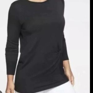 Athleta Shirt Womens XS Nirvana Twist Front Clarity Sweatshirt Black Long Sleeve